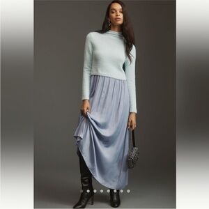 Anthropologie Light Blue and Lavender Maxi Dress